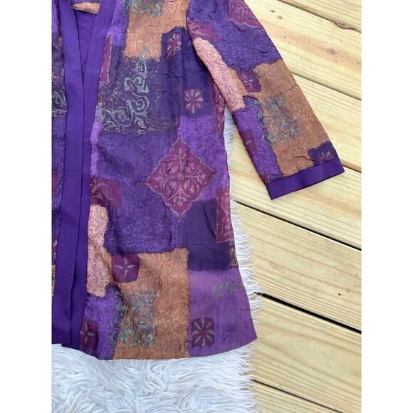 Vintage Whimsigoth Patchwork Purple Shirt Top Layered Cardigan - Picture 4 of 8